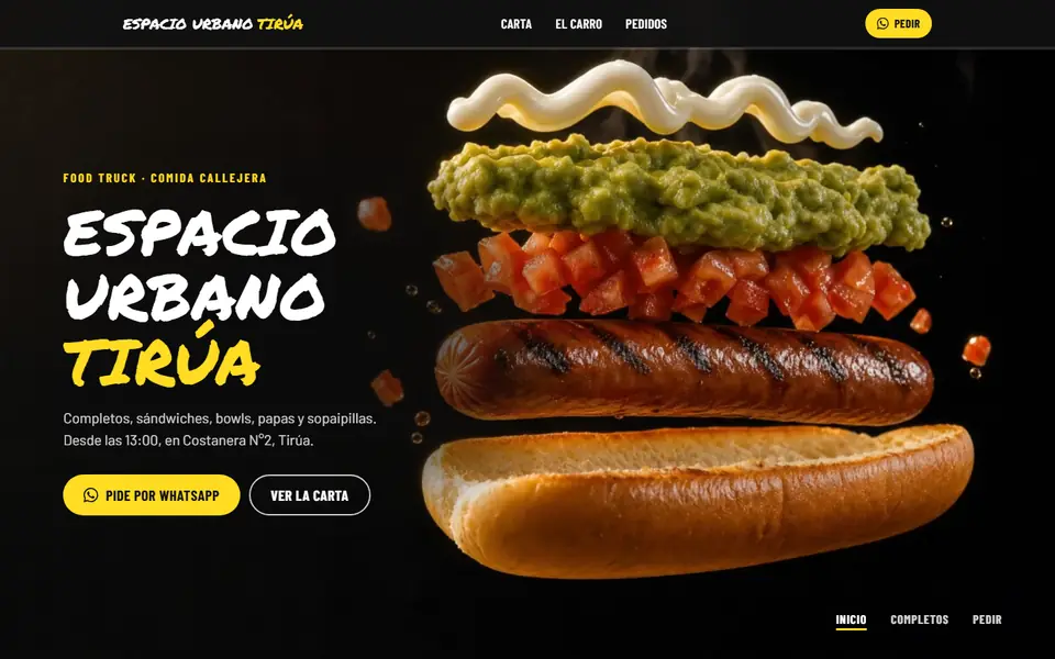 Demo de landing para Espacio Urbano Tirúa: Food truck en Tirúa