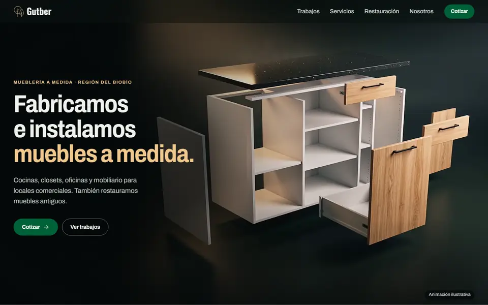 Demo de landing para Gutber: Muebles a medida, Biobío