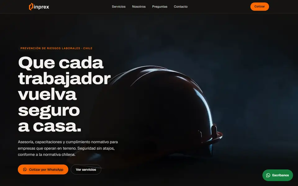 Demo de landing para INPREX: Prevención de riesgos laborales